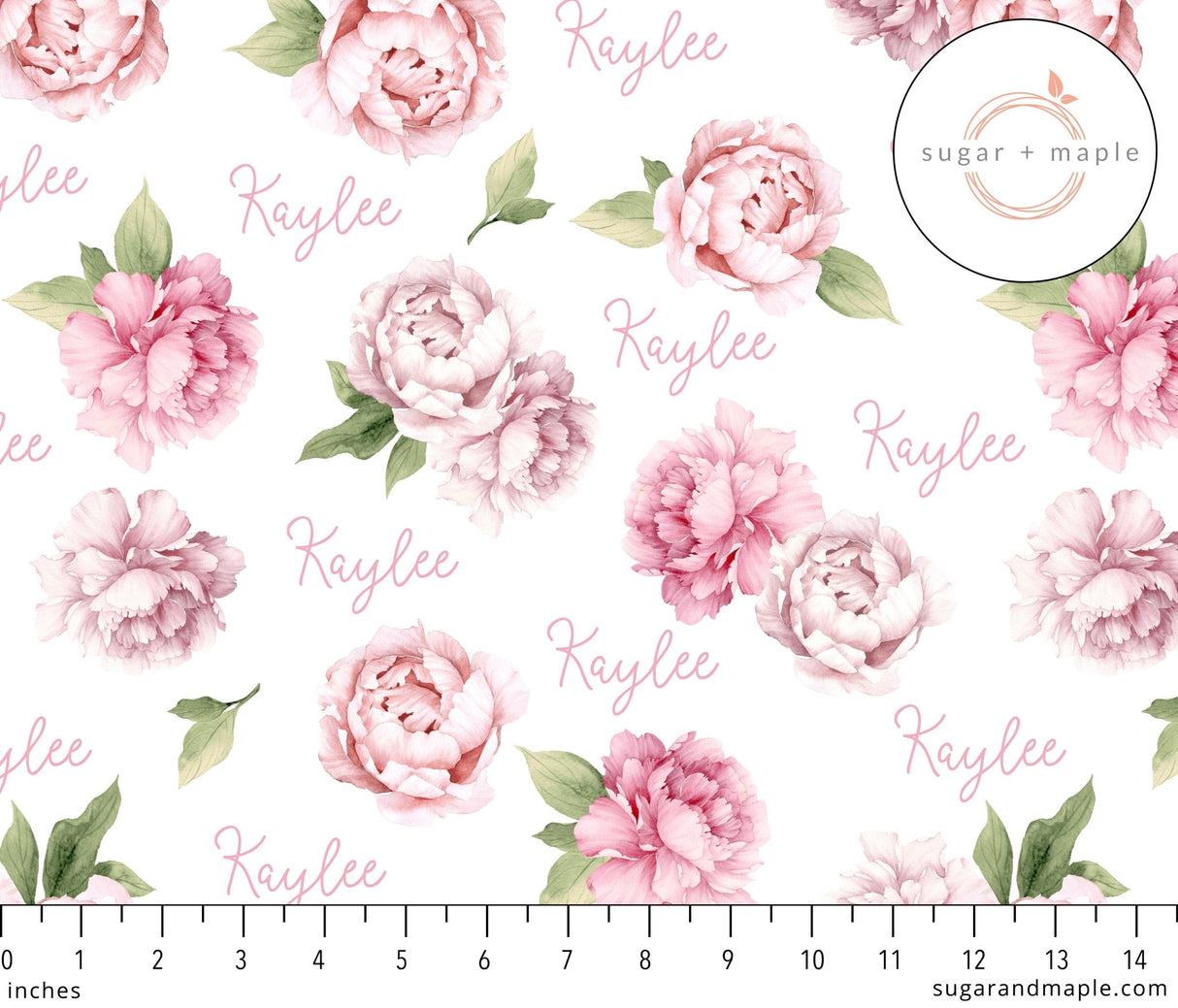 Sugar + Maple Large Stretchy Blanket - Pink Peonies - Tadpole