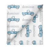 Sugar + Maple Large Stretchy Blanket - Truck Blue - Tadpole