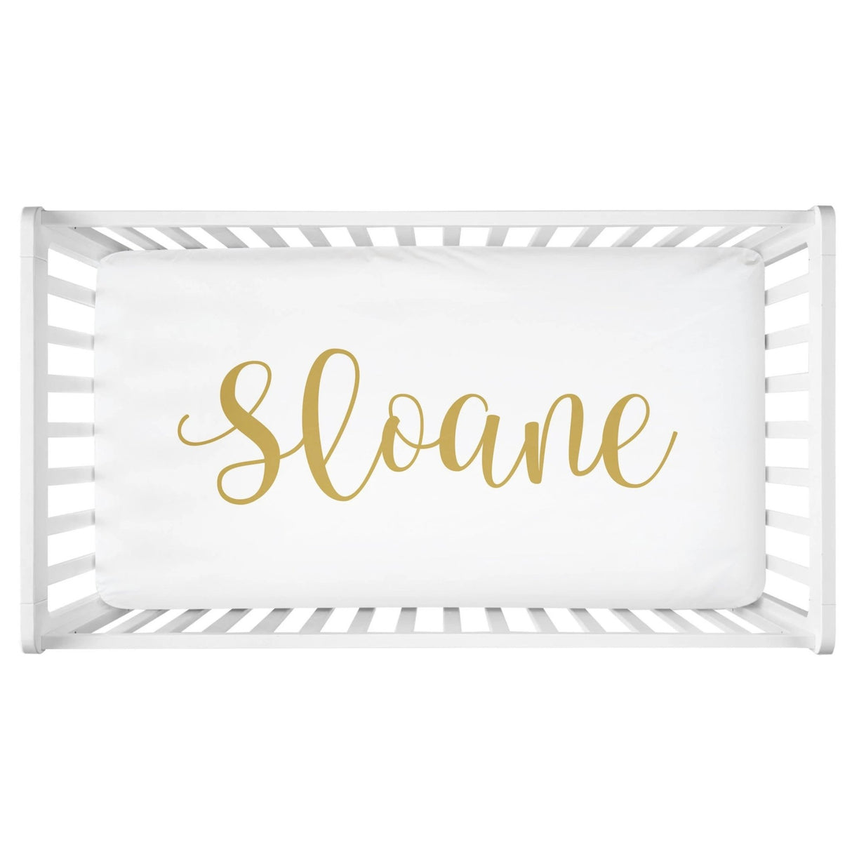 Sugar + Maple Personalized Crib Sheet - Centered Name - Tadpole