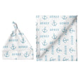 Sugar + Maple Small Blanket & Hat Set - Anchor Blue - Tadpole