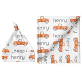 Sugar + Maple Small Blanket & Hat Set - Truck Orange - Tadpole