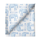 Sugar + Maple Small Stretchy Blanket - Elephant Blue - Tadpole