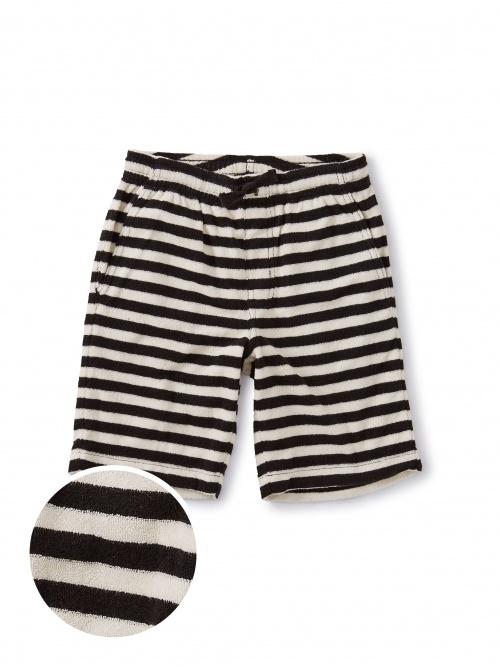 Terry Striped Vacation Shorts- Jet Black - Tadpole