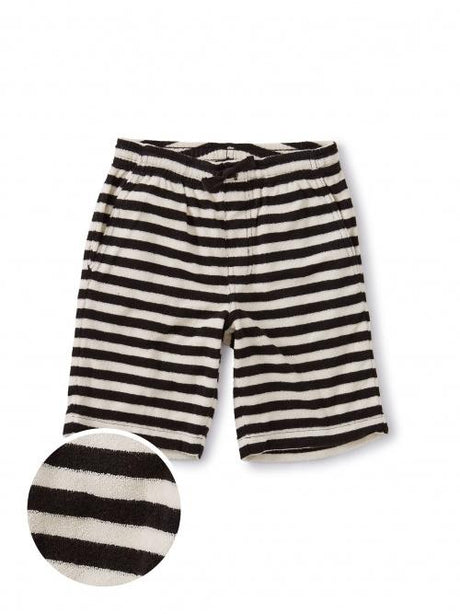 Terry Striped Vacation Shorts- Jet Black - Tadpole