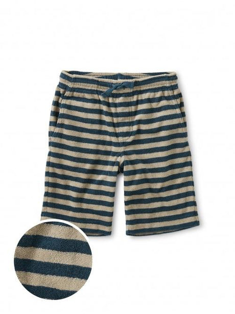 Terry Striped Vacation Shorts- Teal - Tadpole