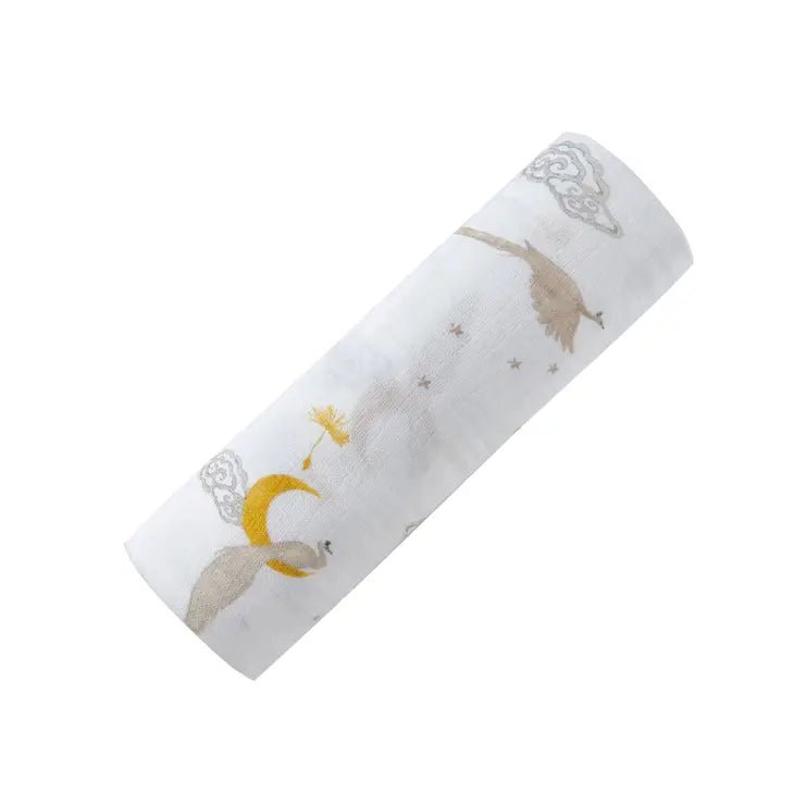 Wild Life Swaddles, Certified Organic Cotton Muslin, Single Enchanted Peacock - Tadpole